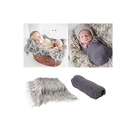 2Pcs Baby Newborn Photo Props Wraps & Photography Mat