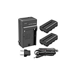 2 Pack NP-F550 Replacement Battery and Charger Compatible with Sony NP-F330