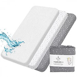 2 Fitted Crib Sheets Neutral with 1 Waterproof Mattress Protector