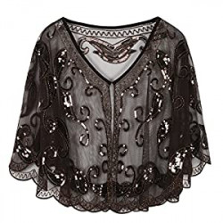 Women's 1920s Sequin Shawls Sparkly Flapper Evening Wrap Cape