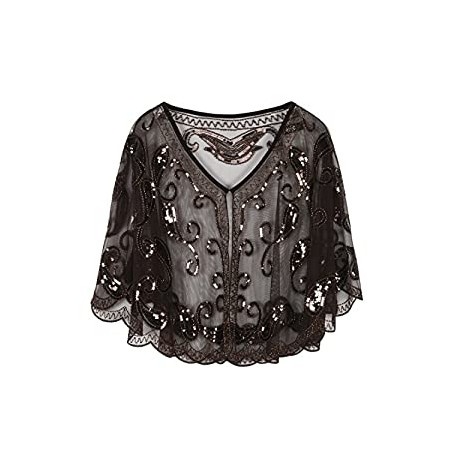 Women's 1920s Sequin Shawls Sparkly Flapper Evening Wrap Cape
