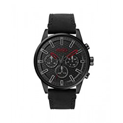 Men's Quartz Multifunction Stainless Steel and Leather Strap Watch