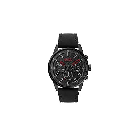 Men's Quartz Multifunction Stainless Steel and Leather Strap Watch