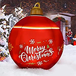 Light Up PVC Inflatable Christmas Ball, 24 Inch