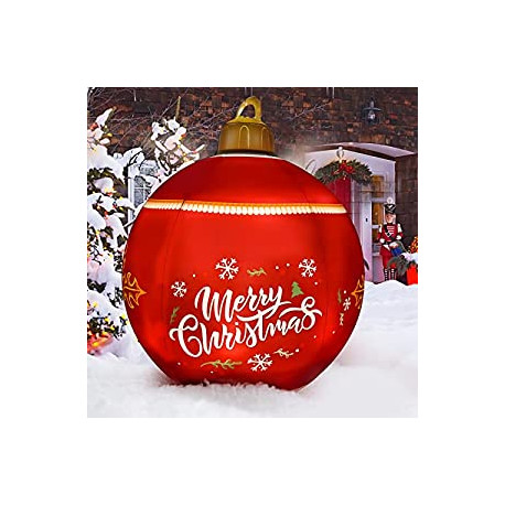 Light Up PVC Inflatable Christmas Ball, 24 Inch