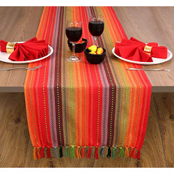 Salsa Stripe Table Runner with Fringes 72 Inch