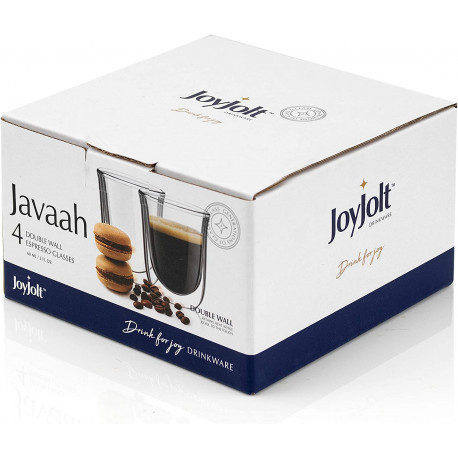 JoyJolt Javaah Double Walled Espresso Glasses Espresso Cups