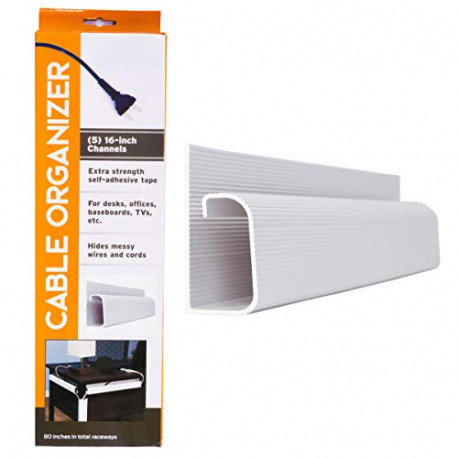 Cable Organizer by SimpleCord – 10 White Raceway Channels