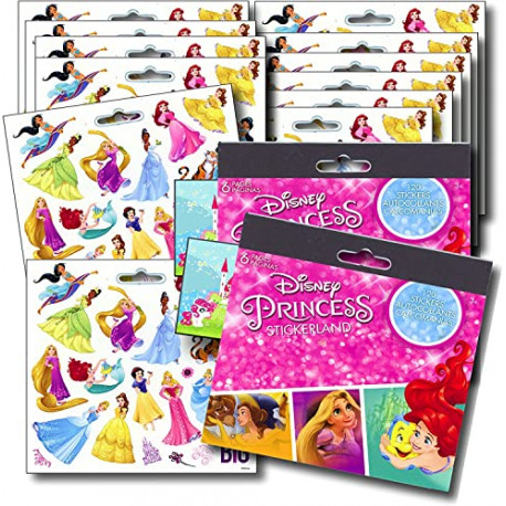 Disney Princess Stickers Party Favors - Bundle of 12 Sheets 240+ Stickers