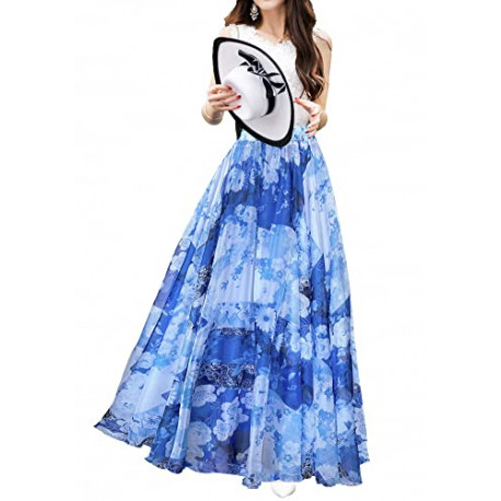 Boho Floral Long Summer Beach Chiffon Wrap Cover Up