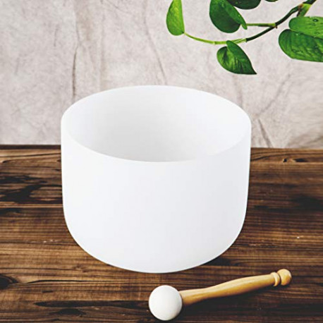 Crystal Singing Bowl F Note Heart Chakra White 8"
