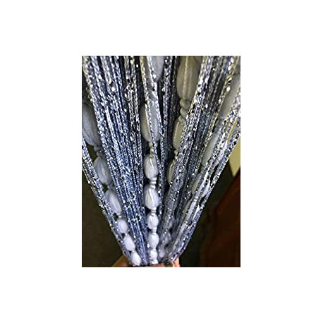 Pack 3 of 39x79 Inch Curtains Silver Panel Soft Balls Romantic Glitter Fringe