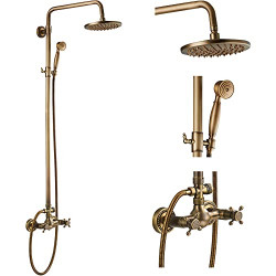 Antique Brass Bathroom Shower Faucet Set