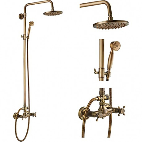 Antique Brass Bathroom Shower Faucet Set