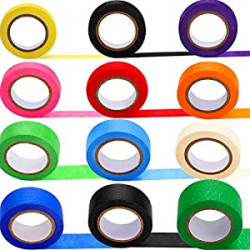 12 Rolls 12m Assorted Size Colored Masking Tape Craft Paper