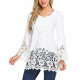 Lace Bell Sleeve Blouse V Neck Lace Crochet Top