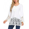 Lace Bell Sleeve Blouse V Neck Lace Crochet Top