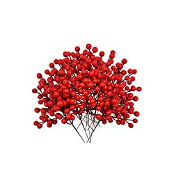 30 Pcs Artificial Holly Berries Christmas Winter Fake Berries,8.1 inch