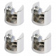 Clip Holder for 8mm-10mm Thickness, Cylindrical, Zinc Alloy, Silver, 4Pcs