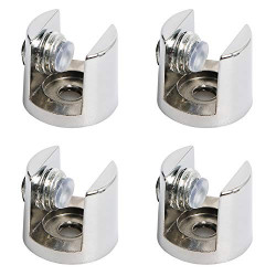 Clip Holder for 8mm-10mm Thickness, Cylindrical, Zinc Alloy, Silver, 4Pcs