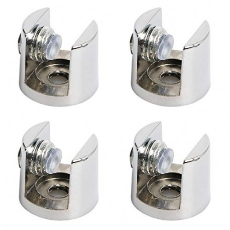 Clip Holder for 8mm-10mm Thickness, Cylindrical, Zinc Alloy, Silver, 4Pcs