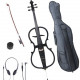 4/4 CECO-1BK Black Metallic Electric Cello with Ebony Fittings in Style 1 (Full Size)