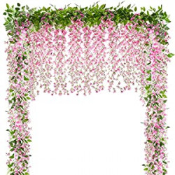 2x7FT Artificial Wisteria Vine Garland Plants Fake Flowers