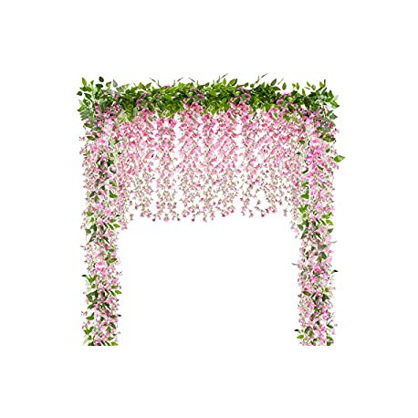 2x7FT Artificial Wisteria Vine Garland Plants Fake Flowers