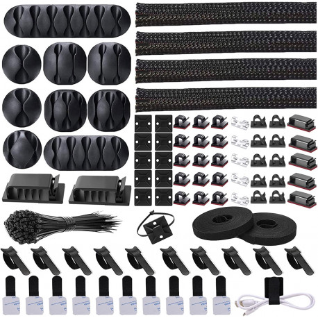 Cord Management Organizer Kit 4 Cable Sleeve Split