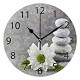Hipster Zen Stone and Flower Round Wall Clock