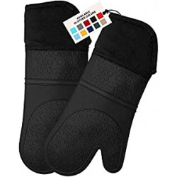 Flexible Oven Gloves, Black, 1 Pair, 14.7 Inch