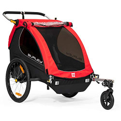 2 Seat Kids Bike Trailer & Stroller, Red