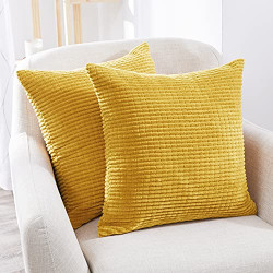 Pack of 2, Dijon Yellow Cushion Cover, 16x16 Inch