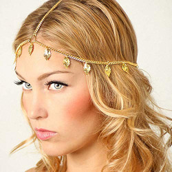 Gold Headbands Jewelry Leaf Head Chain Headpiece Fashion Hair