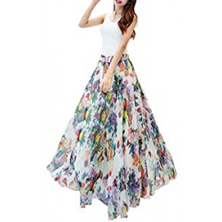 Women Floral Long Skirts Chiffon Summer
