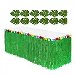 1 Table Skirt Hawaiian Luau Hibiscus Green