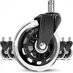 Office Chair Wheels Replacement Rubber Chair casters for Hardwood Floors and Carpet, Set of 5