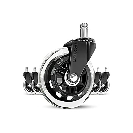 Office Chair Wheels Replacement Rubber Chair casters for Hardwood Floors and Carpet, Set of 5