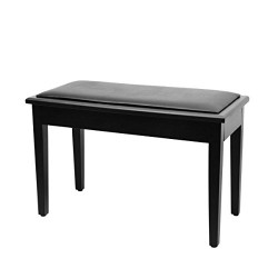 Piano Bench with Storage Compartment, Black Satin