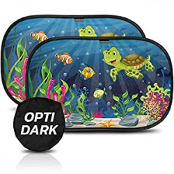 Car Window Shade for Baby with Certified UV-Protection 2 Pack - 20"x12" OPTIDARK