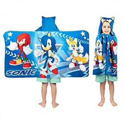Sonic The Hedgehog, Anime, Bath/Pool/Beach Soft Cotton Terry Hooded Towel Wrap, 24 in x 50 in