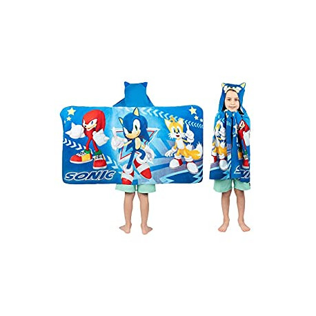 Sonic The Hedgehog, Anime, Bath/Pool/Beach Soft Cotton Terry Hooded Towel Wrap, 24 in x 50 in