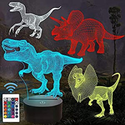 Dinosaur Gifts, T-rex Dinosaur 3D Night Light for Kids (4 Patterns)