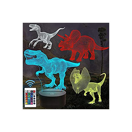 Dinosaur Gifts, T-rex Dinosaur 3D Night Light for Kids (4 Patterns)