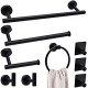 9-Piece Matte Black Bathroom Hardware Accessories Set