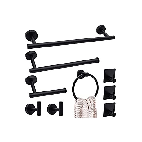 9-Piece Matte Black Bathroom Hardware Accessories Set