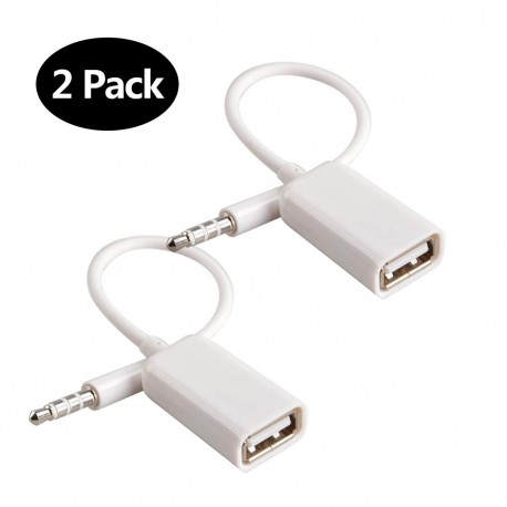 AUX to USB Adapter 3.5mm Male AUX Audio Jack Plug to USB 2.0 Female