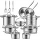 Professional Stainless Steel Pots and Pans Set, 17PC Induction Cookware Set