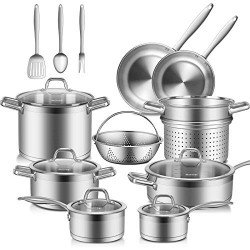 Professional Stainless Steel Pots and Pans Set, 17PC Induction Cookware Set