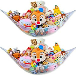 Stuffed Animals Jumbo Toy Storage Hammock (Mesh 2 packs, White)